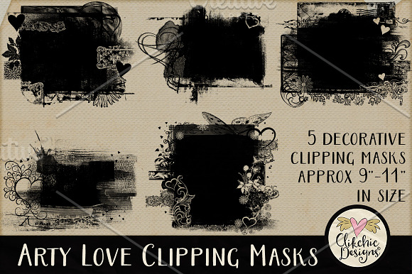 Arty Love Photography Clipping Masks in Photoshop Shapes - product preview 1