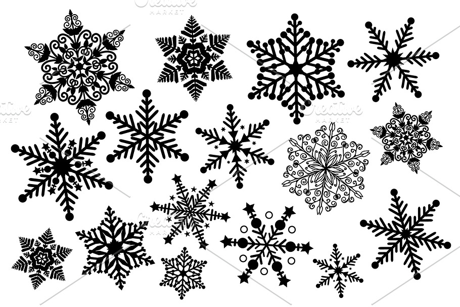 Black and White Snowflake Clipart