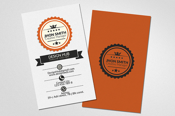 Vertical Retro Business Card  in Card Templates - product preview 2