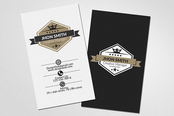 Vertical Retro Business Card  in Card Templates - product preview 2