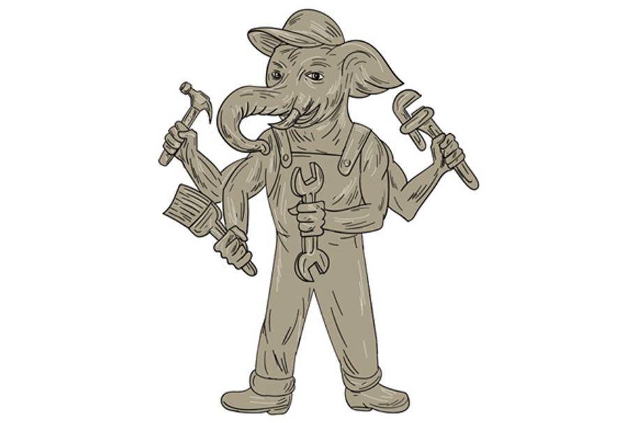 Ganesha Elephant Handyman Tools in Illustrations - product preview 8