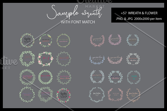 MIX wreath and floral set in Illustrations - product preview 1