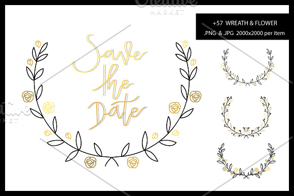 MIX wreath and floral set in Illustrations - product preview 2