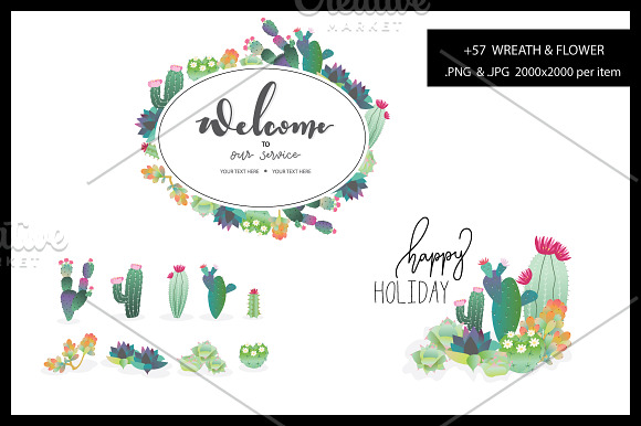 MIX wreath and floral set in Illustrations - product preview 3