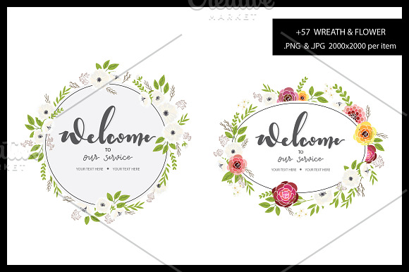 MIX wreath and floral set in Illustrations - product preview 4