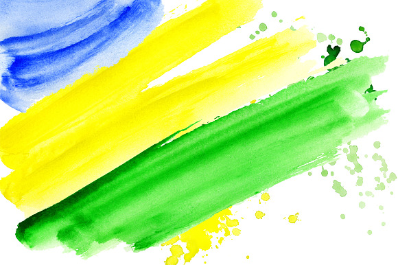 Watercolor Brazil set Brazilian flag in Illustrations - product preview 3