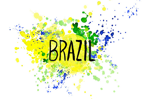 Watercolor Brazil set Brazilian flag in Illustrations - product preview 4