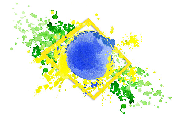 Watercolor Brazil set Brazilian flag in Illustrations - product preview 9