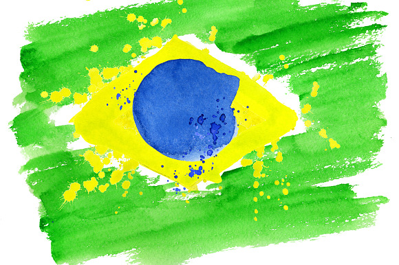 Watercolor Brazil set Brazilian flag in Illustrations - product preview 10