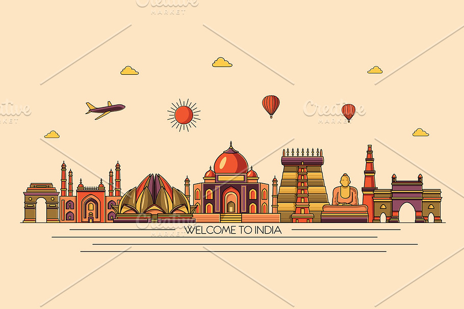 India line skyline in Illustrations - product preview 8