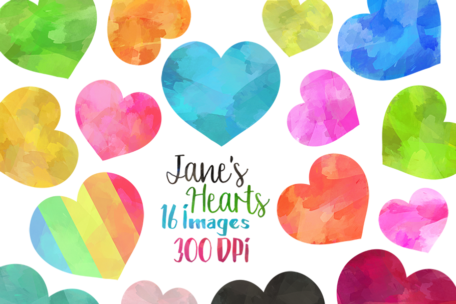 Watercolor Hearts Clipart