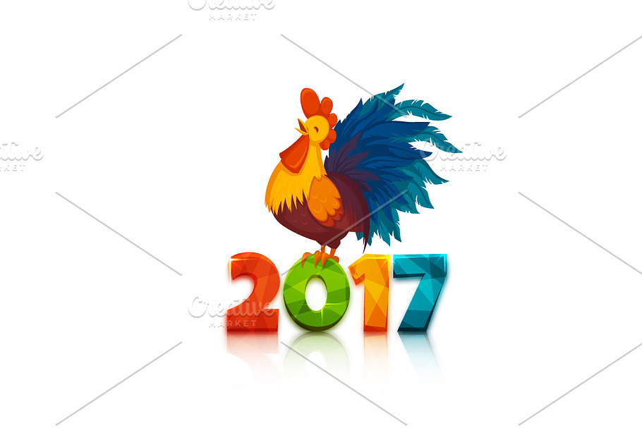 Happy new year 2017 with rooster in Illustrations - product preview 8