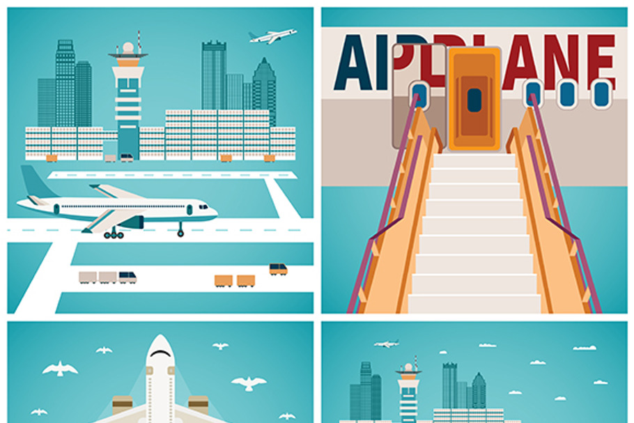 Airport concepts set in Illustrations - product preview 8