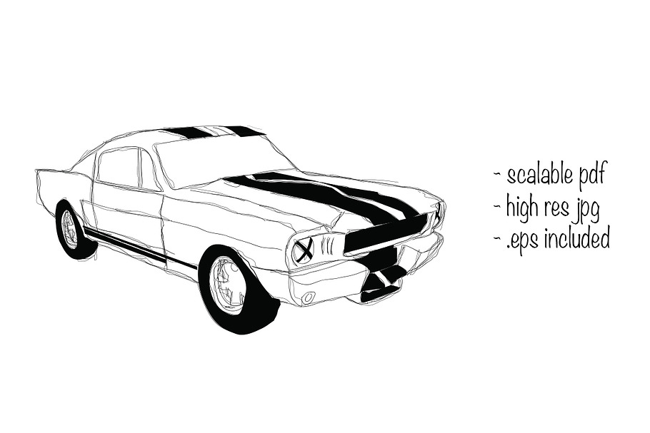 Ford Shelby 65 hand drawn