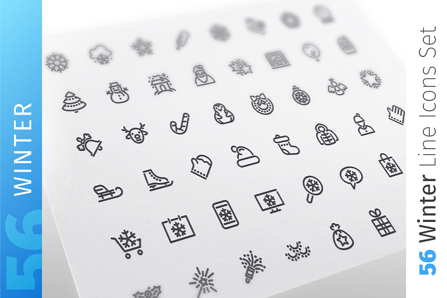 Winter Line Icons Set in Calendar Icons - product preview 8