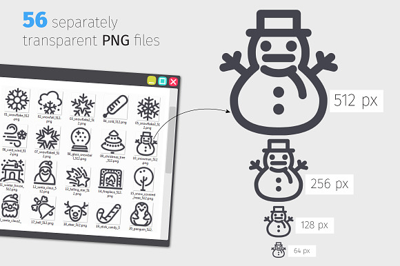 Winter Line Icons Set in Calendar Icons - product preview 2