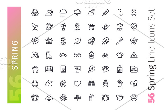 Spring Line Icons Set in Easter Icons - product preview 1