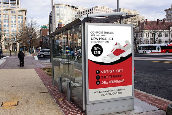 Shoes Discount Bus Stop Banner Ad in Presentation Templates - product preview 1