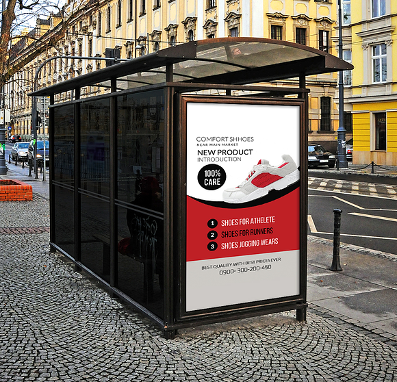 Shoes Discount Bus Stop Banner Ad in Presentation Templates - product preview 2