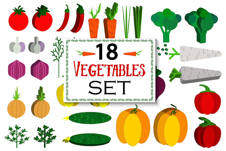 18 Vegetables set. in Illustrations - product preview 8