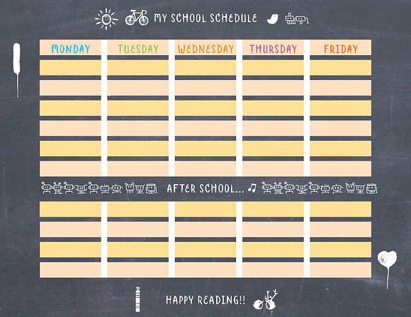 School Schedule Printable in Objects - product preview 2