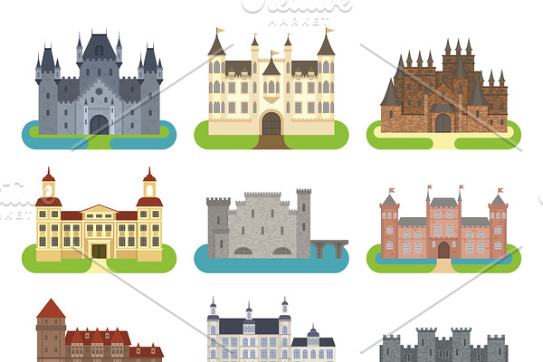 Castle cartoon vector set