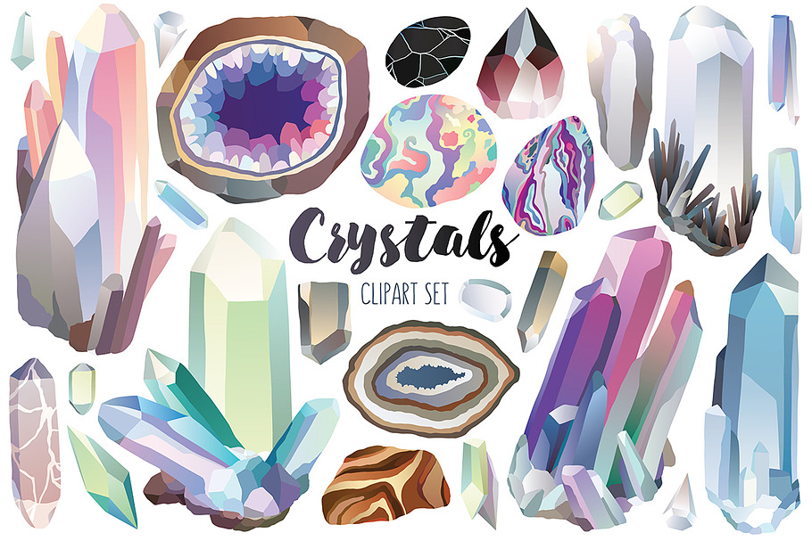 Crystals & Gems Clipart Bundle