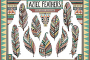 Aztec Tribal Feathers Clipart Set