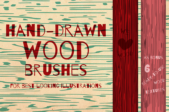 Wood brushes drawn by hand in Photoshop Brushes - product preview 1