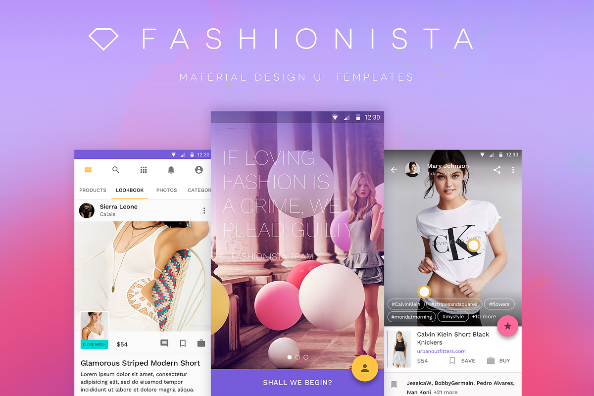 Fashionista Material Design UI Kit in UI Kits and Libraries - product preview 8