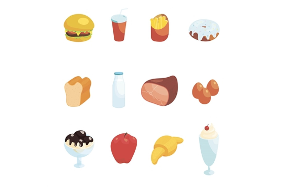 Food icons Set, cartoon style