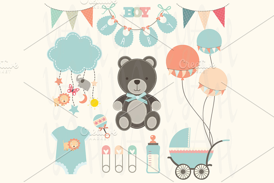 Cute Baby Shower Elements