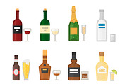 Different alcohol bottle vector