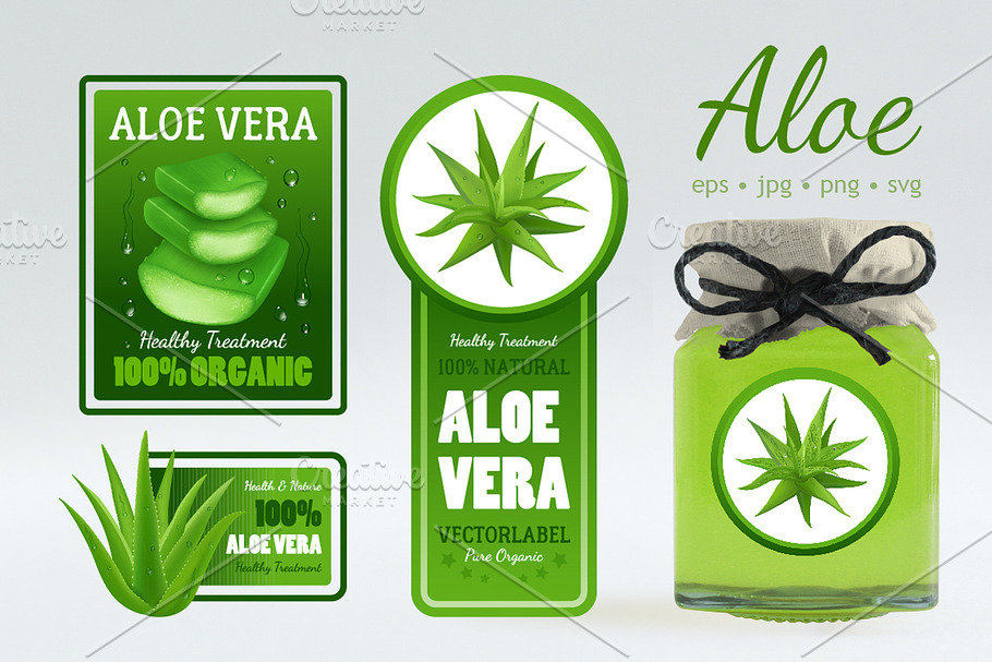 Aloe vera vector set in Illustrations - product preview 8
