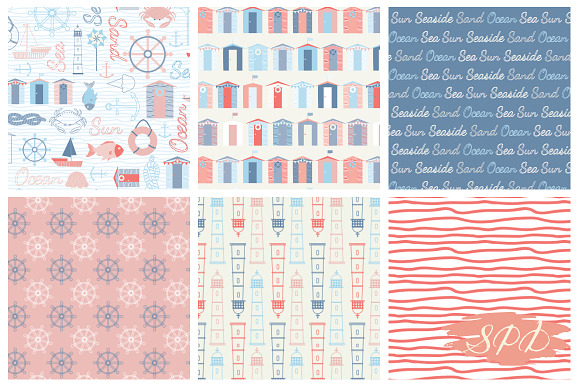 Nautical Seaside Digital Patterns in Illustrations - product preview 1