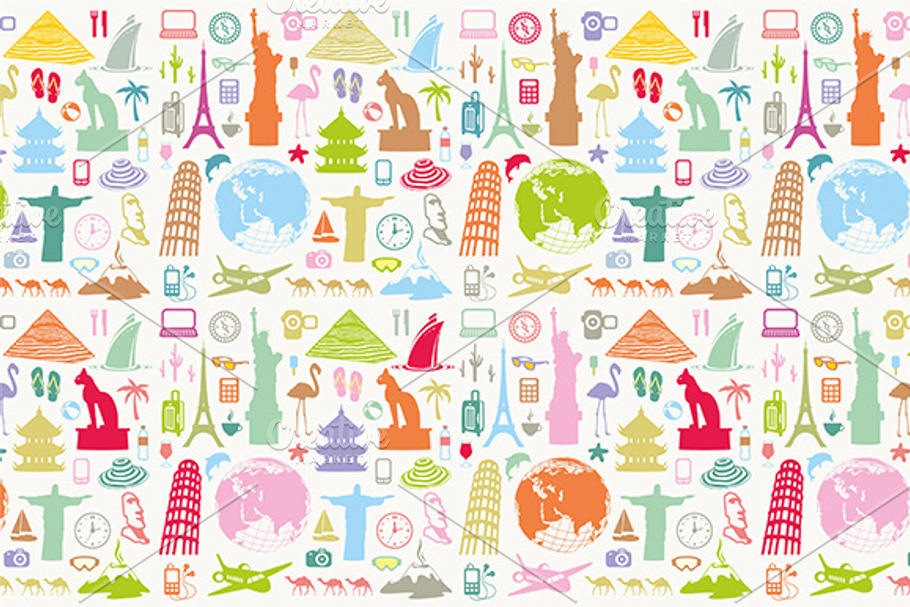 Travel seamless background in Patterns - product preview 8