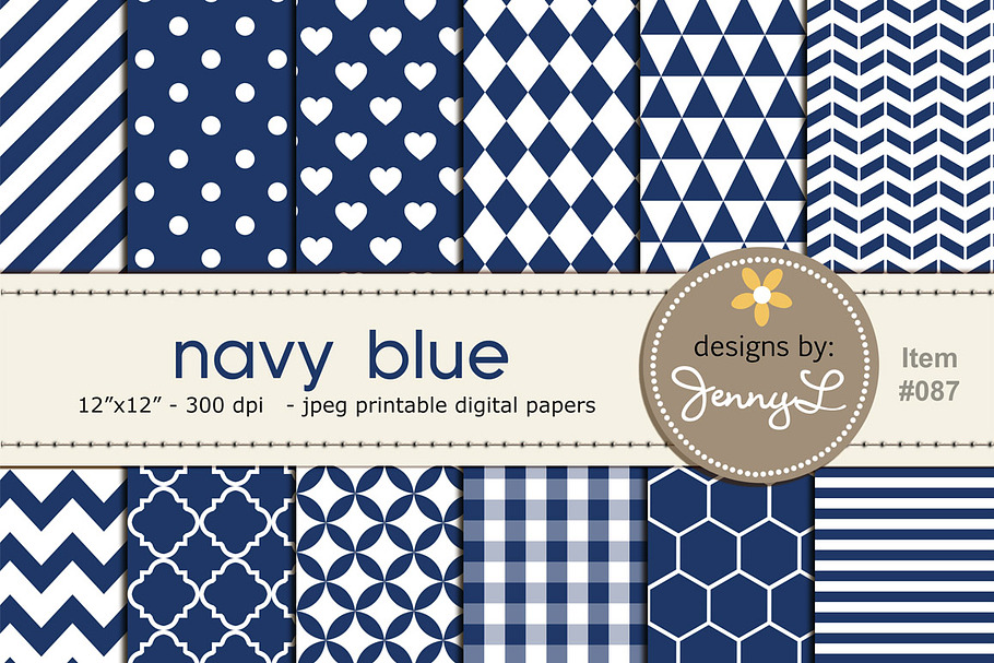 Navy Blue Digital Papers in Patterns - product preview 8