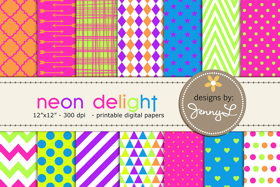 Neon Digital Papers in Patterns - product preview 8
