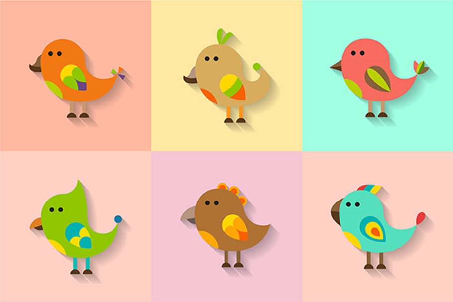 Set of cartoon birds in Objects - product preview 8