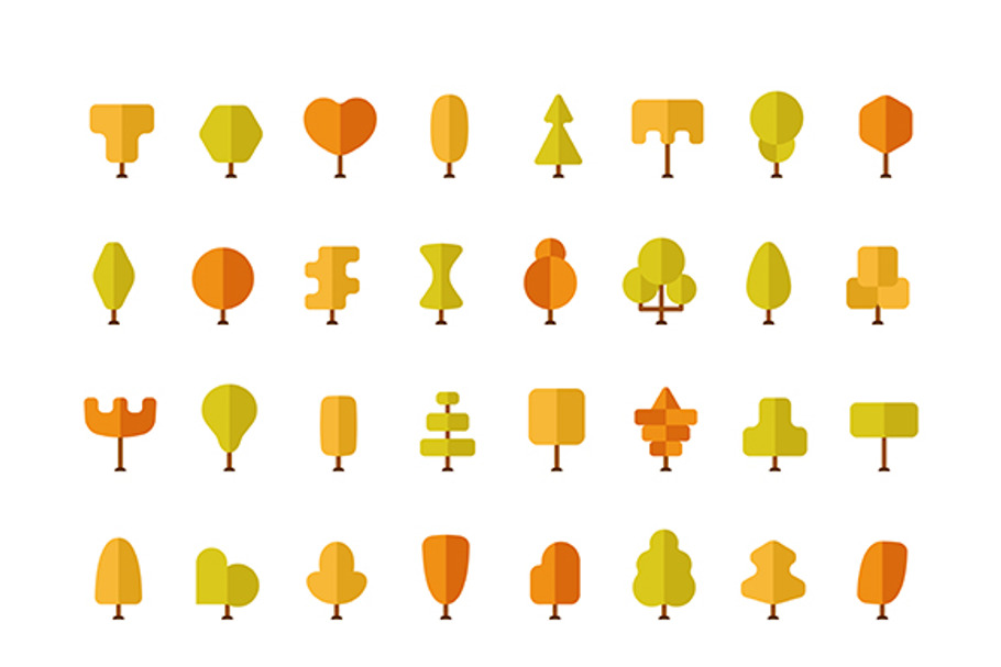 Autumn trees iconset in Graphics - product preview 8