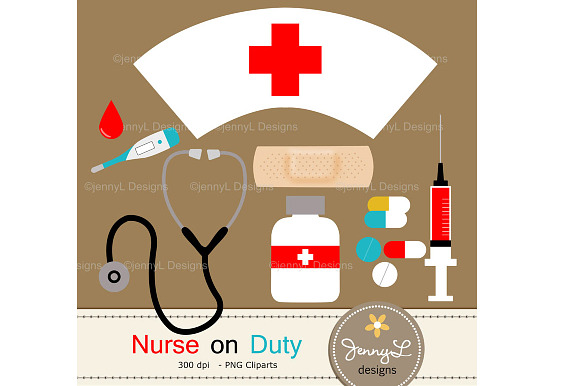 Nurse Digital Papers & Cliparts in Patterns - product preview 1