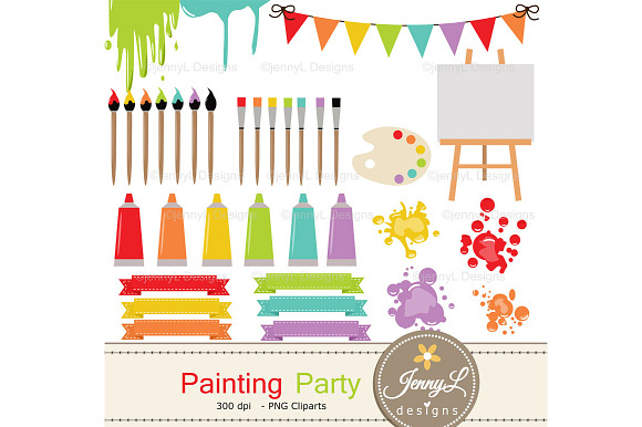 Painting Art Digital Papers Cliparts in Patterns - product preview 1