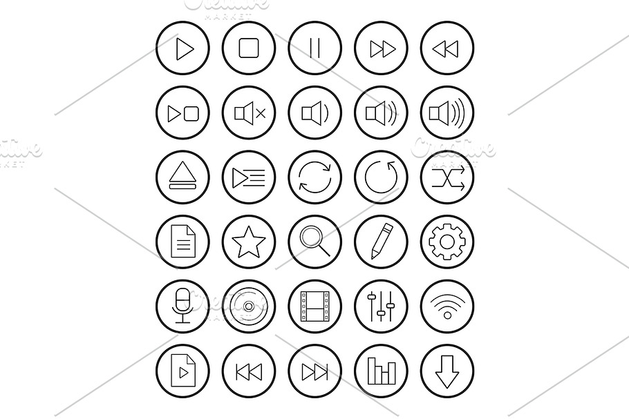 Multimedia. 30 linear icons. Vector in Graphics - product preview 8