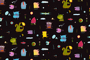 Colorful monsters seamless pattern