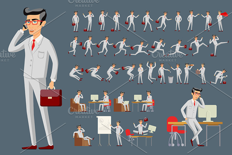 businessman in various poses vector in Graphics - product preview 8