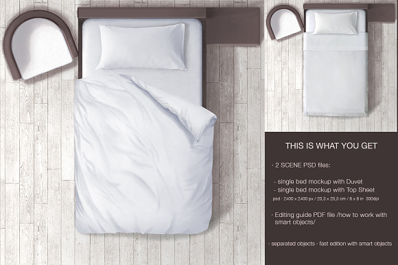 Single Bed Mockup in Product Mockups - product preview 1