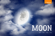 Moon and night sky vector set