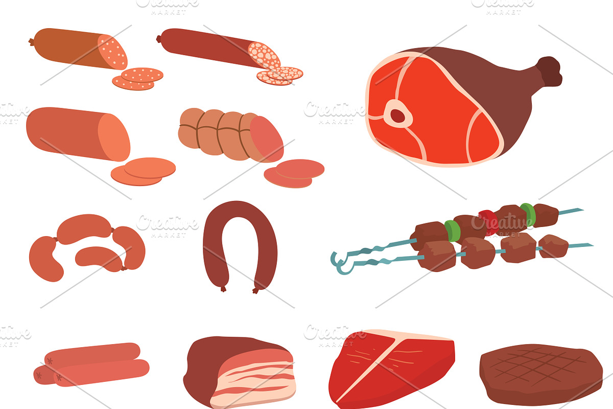 Meat products vector in Illustrations - product preview 8