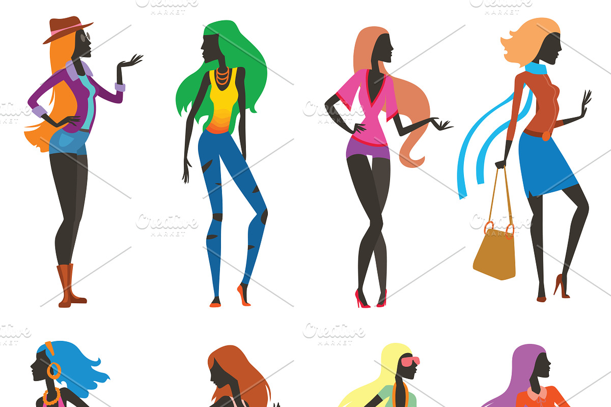 Fashion girls cartoon people vector in Illustrations - product preview 8