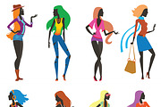 Fashion girls cartoon people vector